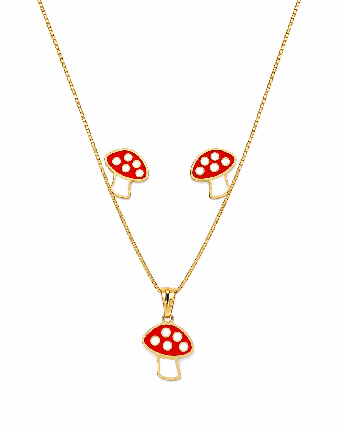 CONJUNTO INFANTIL COGUMELO FOLHEADO A OURO  - 1