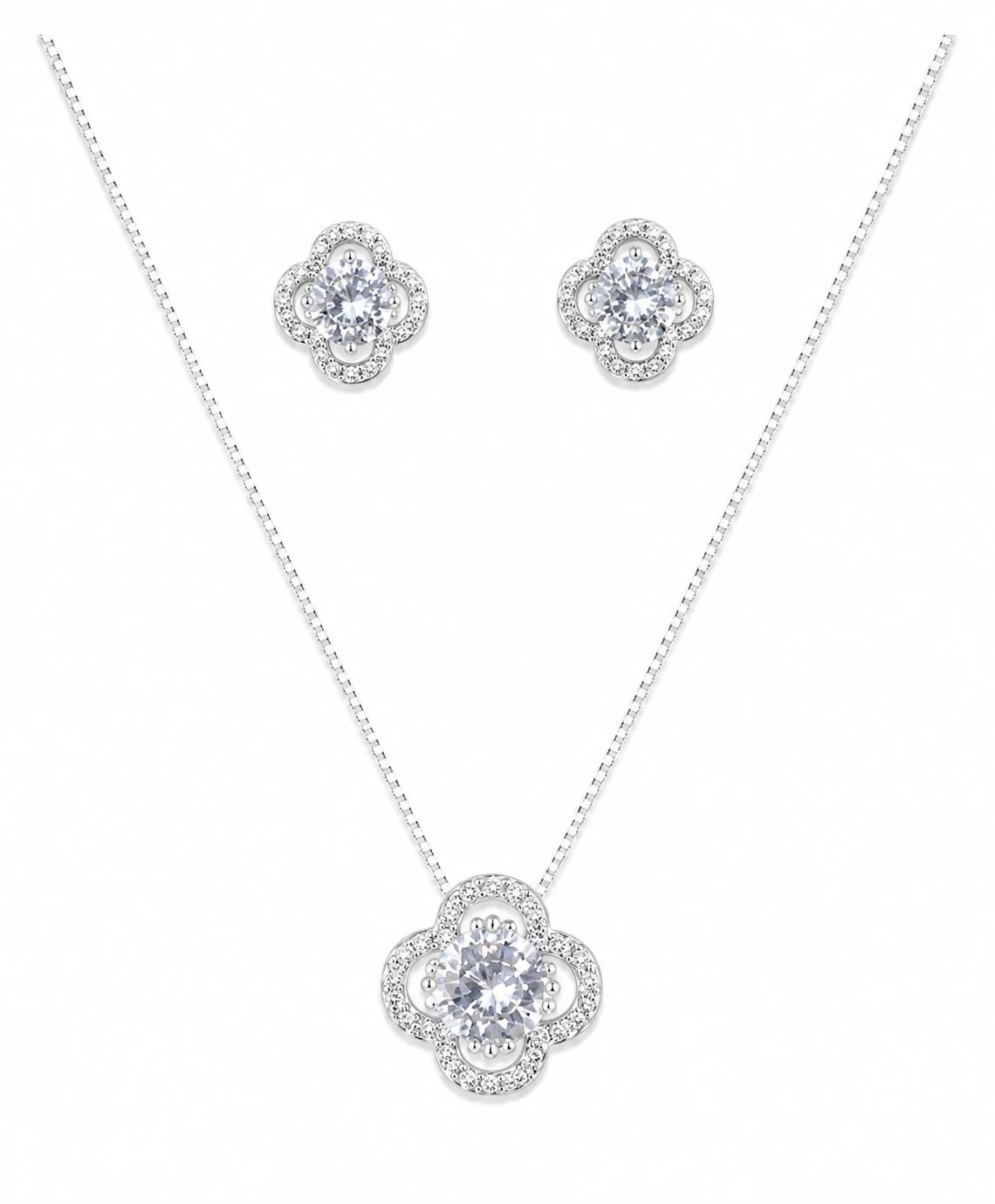 CONJUNTO FLOR COM ZIRCÔNIAS FOLHEADO - 1
