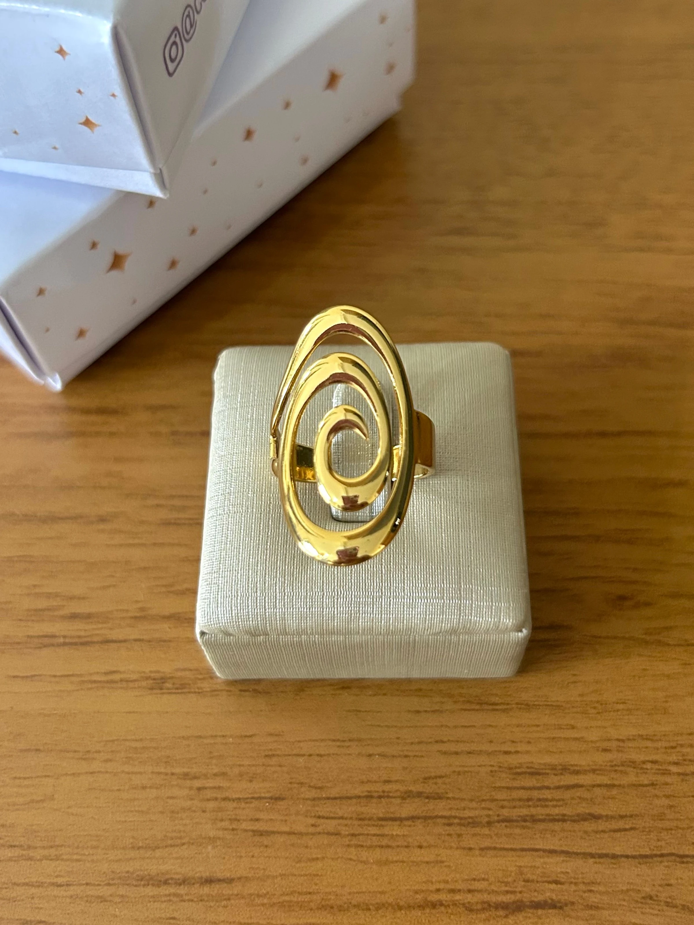 ANEL ESPIRAL LUXO AÇO BANHADO - 2