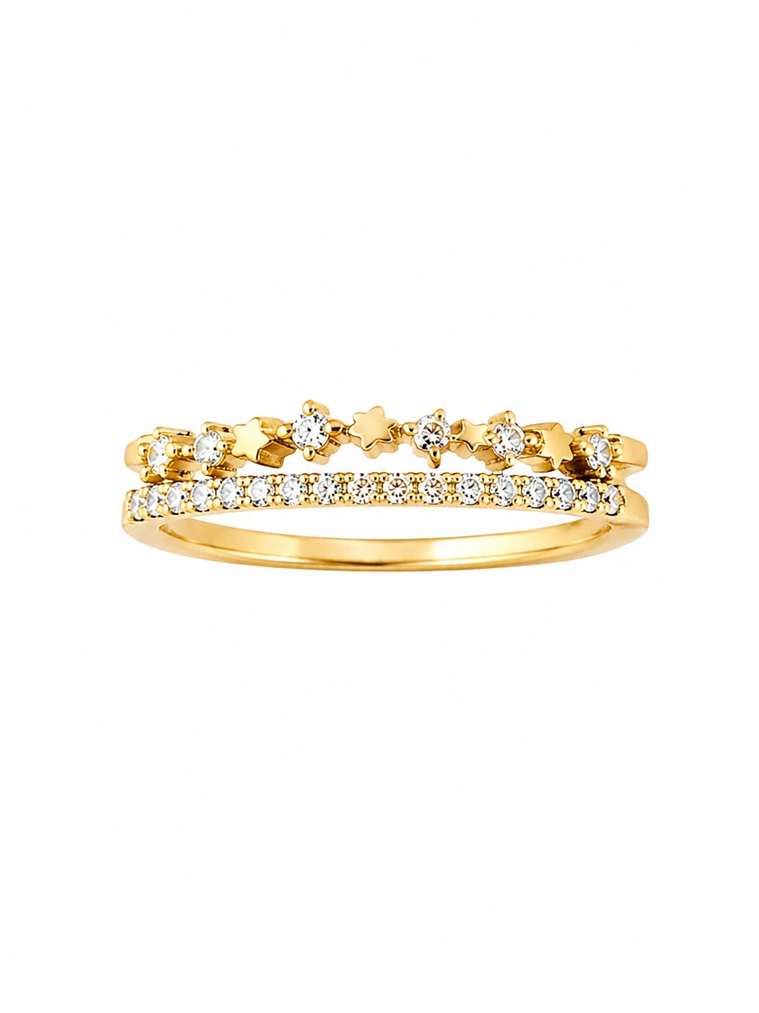 ANEL ESTRELA CRAVEJADO FOLHEADO A OURO - 1
