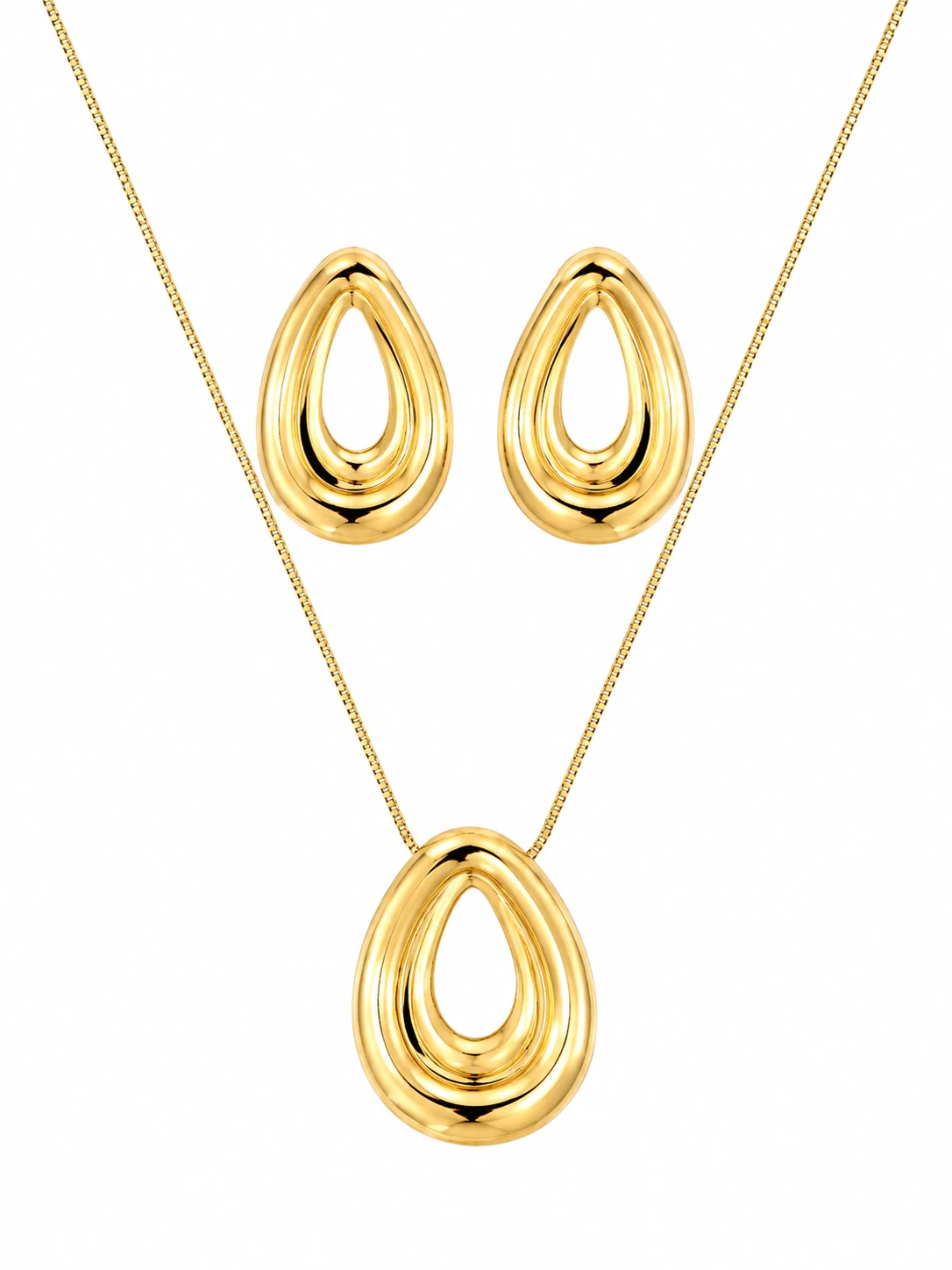 CONJUNTO GOTA FOLHEADO A OURO - 1