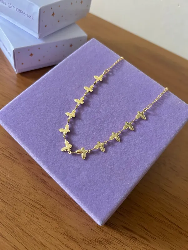 CHOCKER BORBOLETA FOLHEADO A OURO - imagem 2