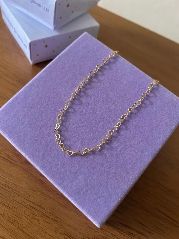 CHOCKER CORAÇÃO VAZADOS FOLHEADO A OURO - imagem 2