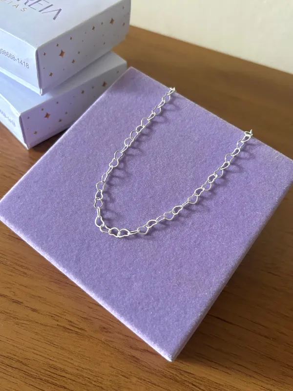 CHOCKER CORAÇÃO VAZADO FOLHEADO A PRATA - imagem 2