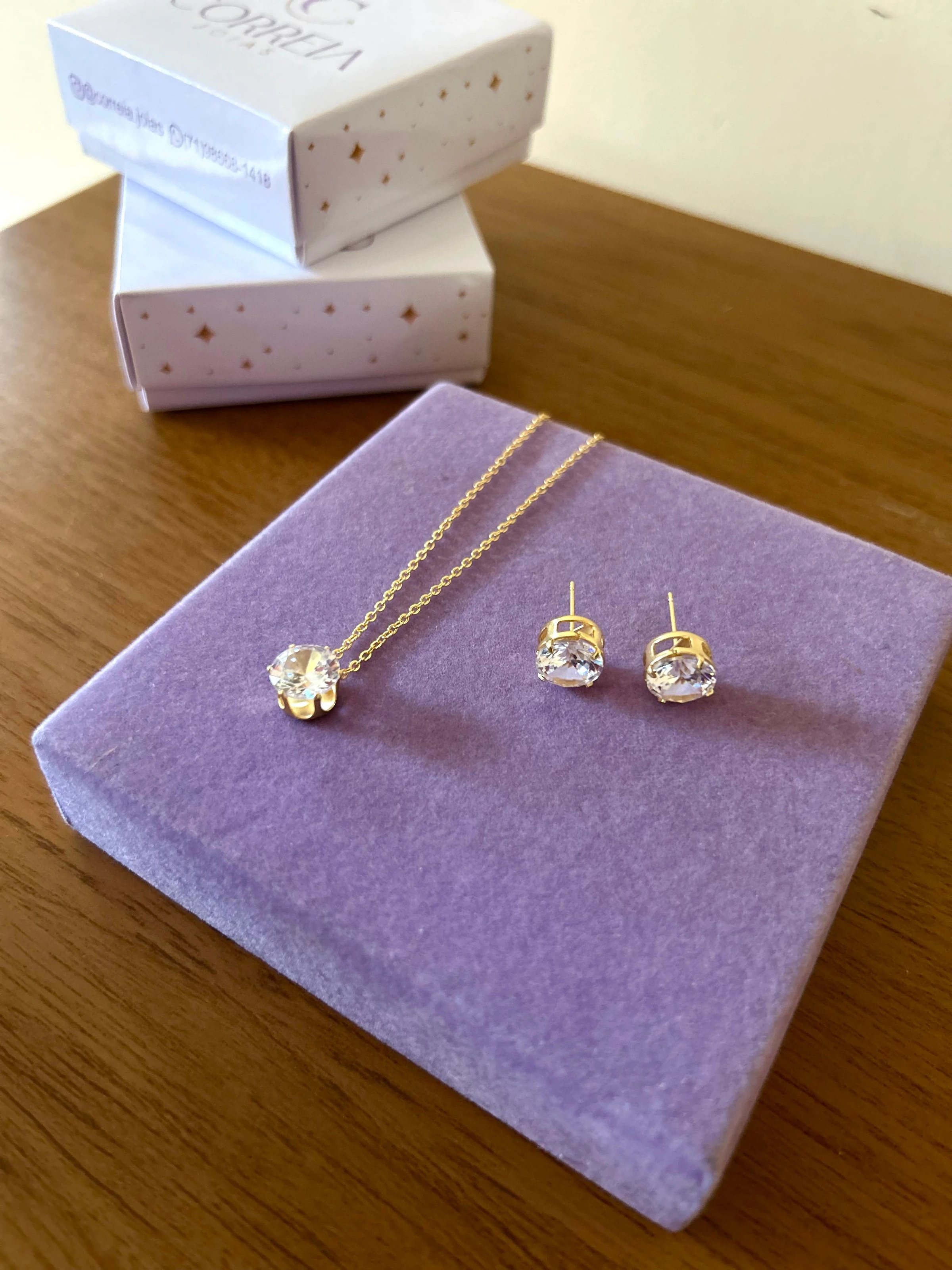 CONJUNTO PONTO DE LUZ FOLHEADO A OURO - 2