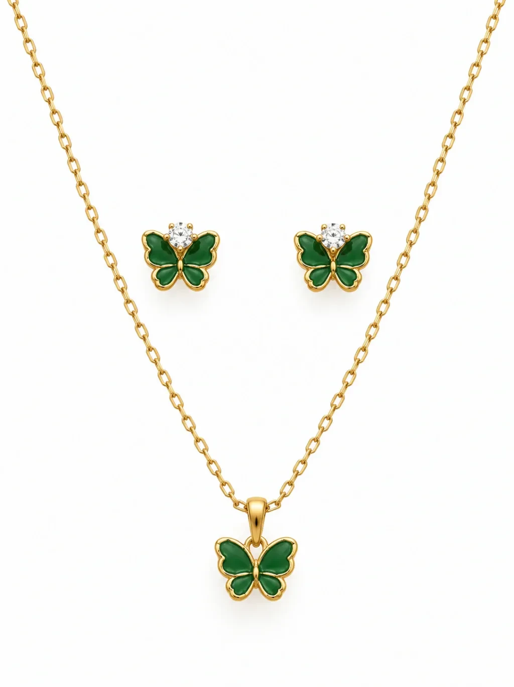 Conjunto Borboleta Verde Folheado - 1