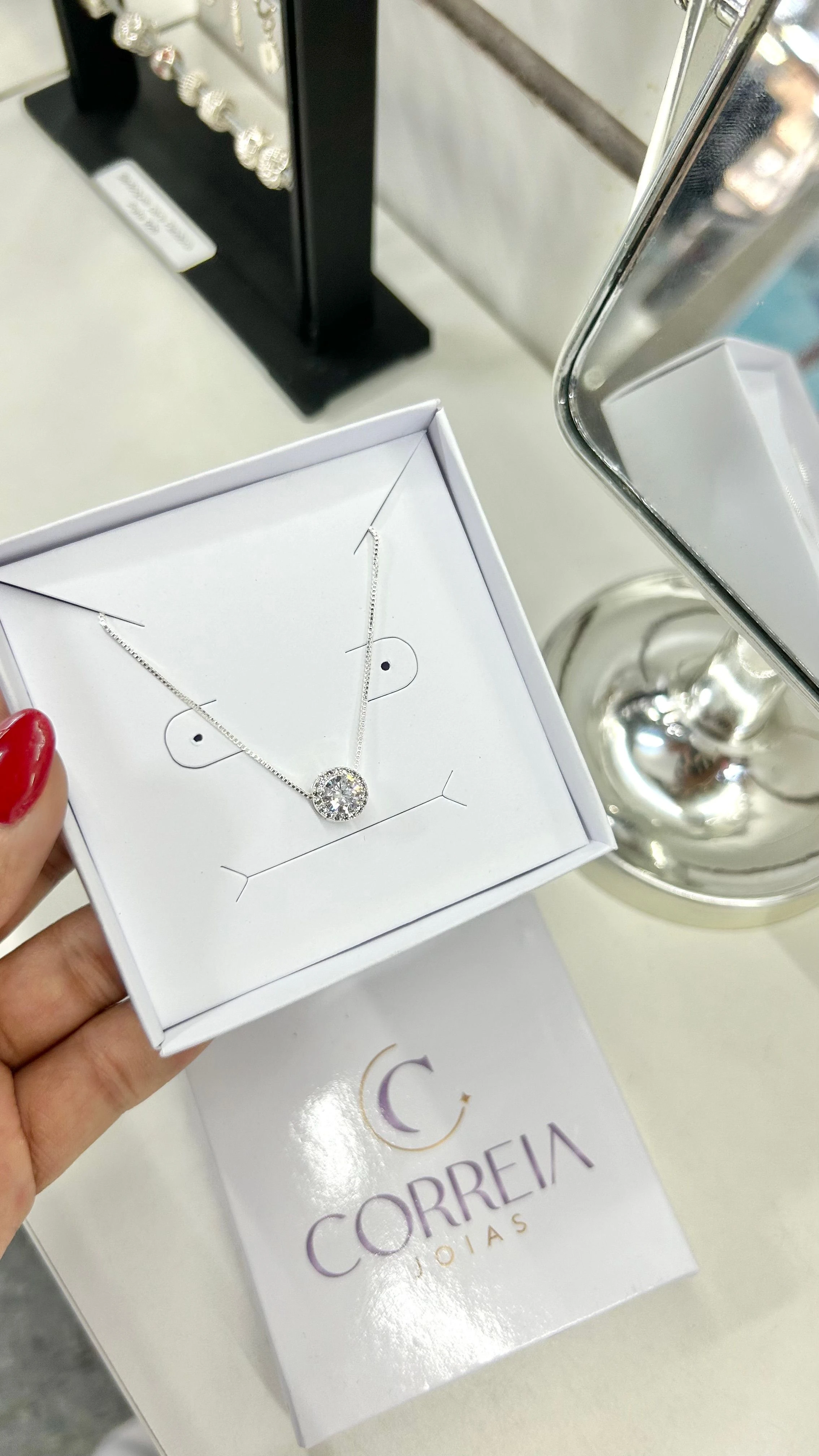 COLAR PONTO DE LUZ CRAVEJADO PRATA 925 - 2