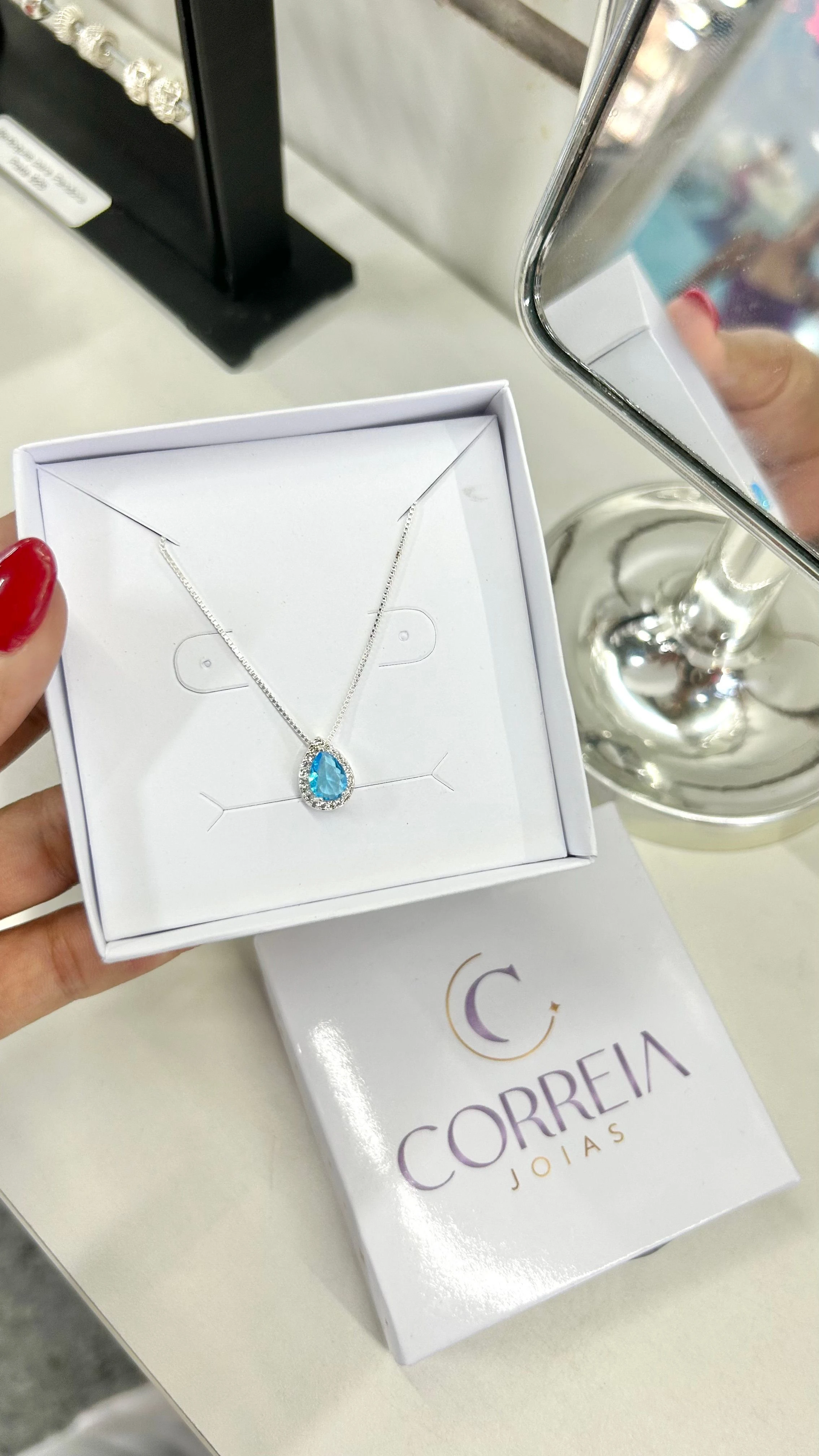 COLAR GOTA AZUL PRATA 925 - 2