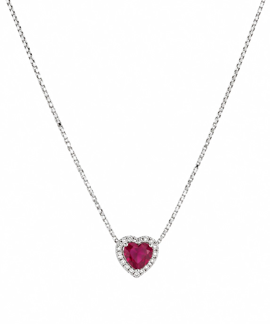 COLAR CORAÇÃO VERMELHO PRATA 925  - 1