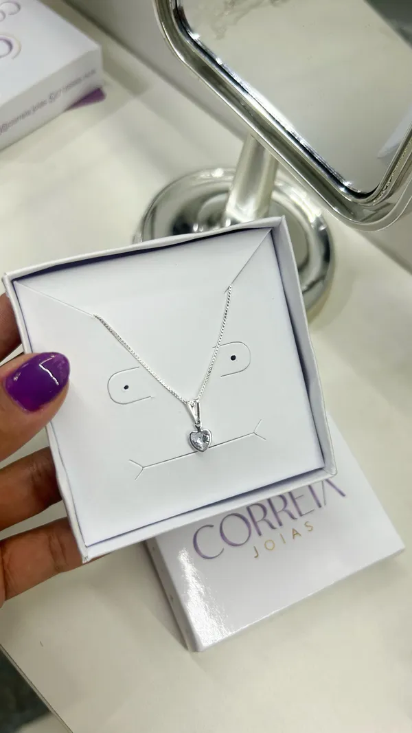 COLAR CORAÇÃO PONTO DE LUZ PRATA 925 - imagem 2