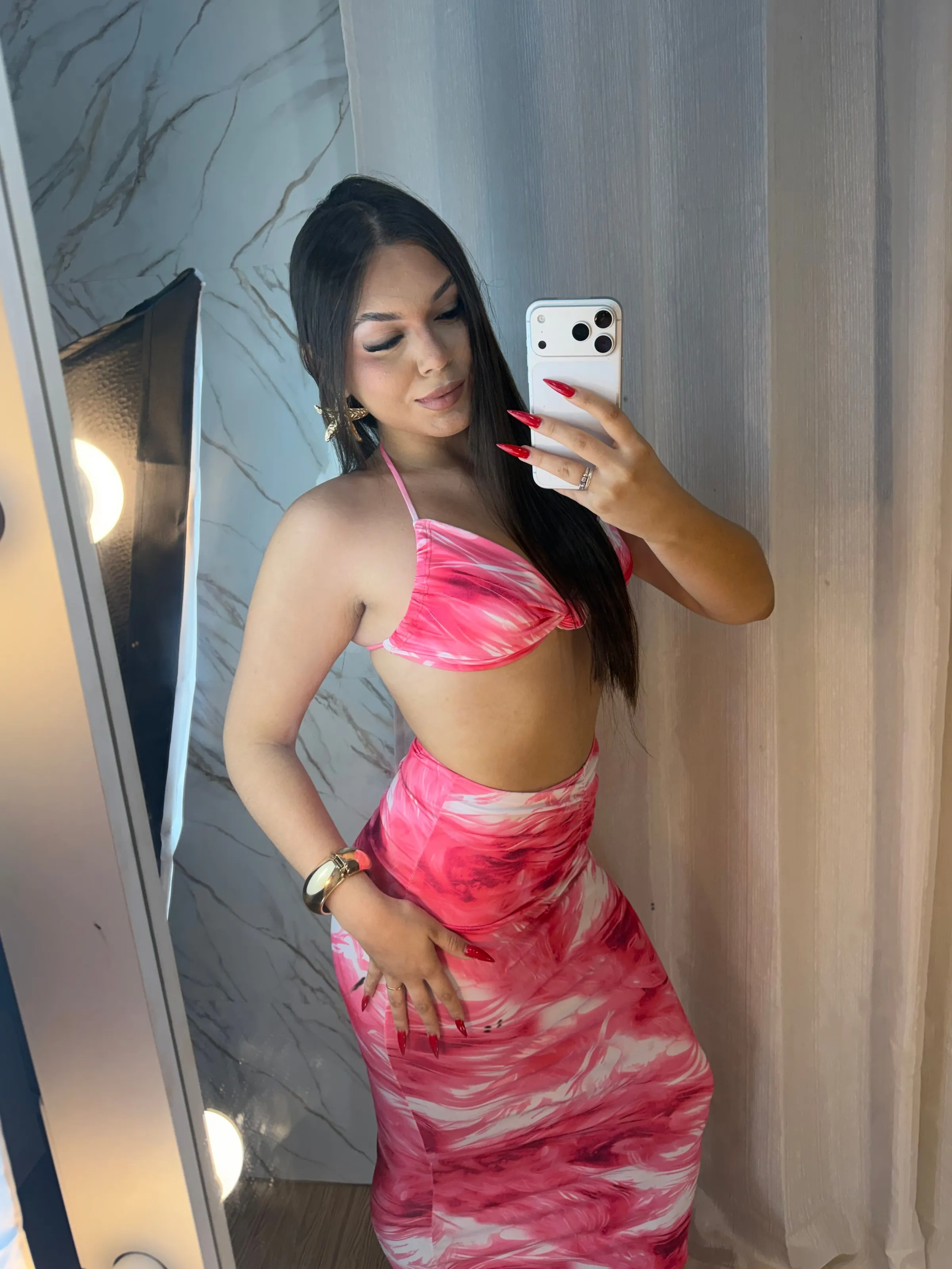 Conjunto de nó poliamida (marmorizado/ pink) - 3