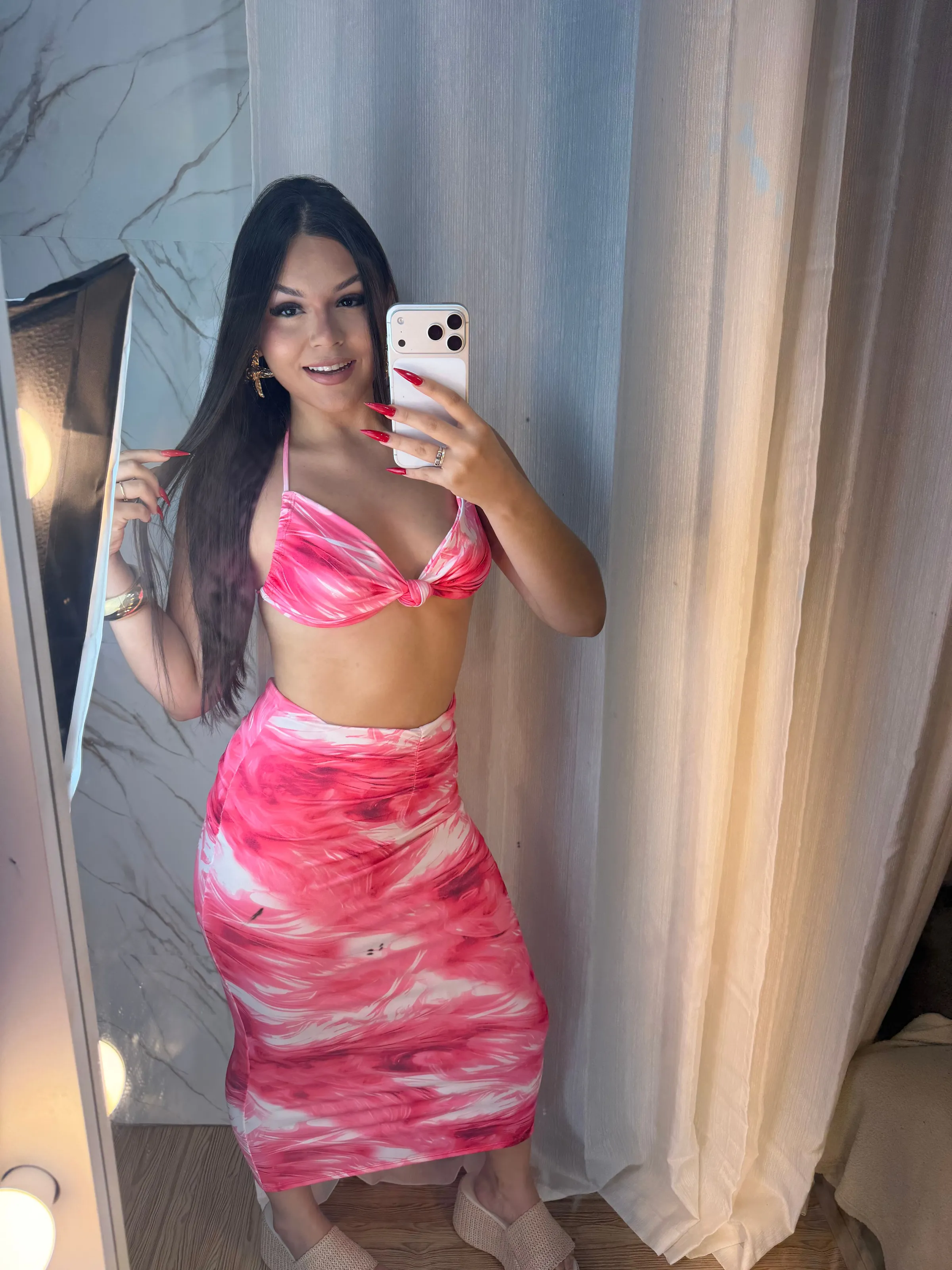 Conjunto de nó poliamida (marmorizado/ pink) - 1