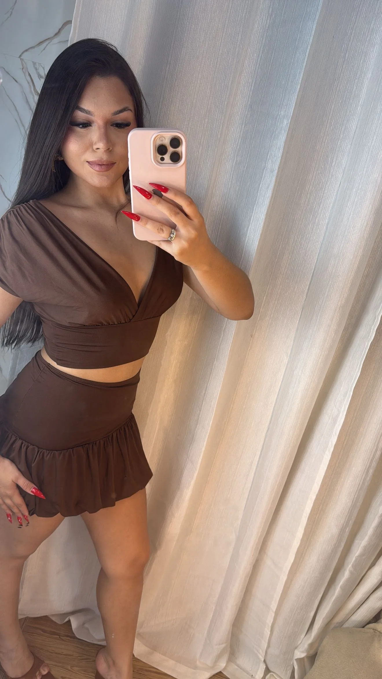 Conjunto Marcela poliamida (marrom) - 1