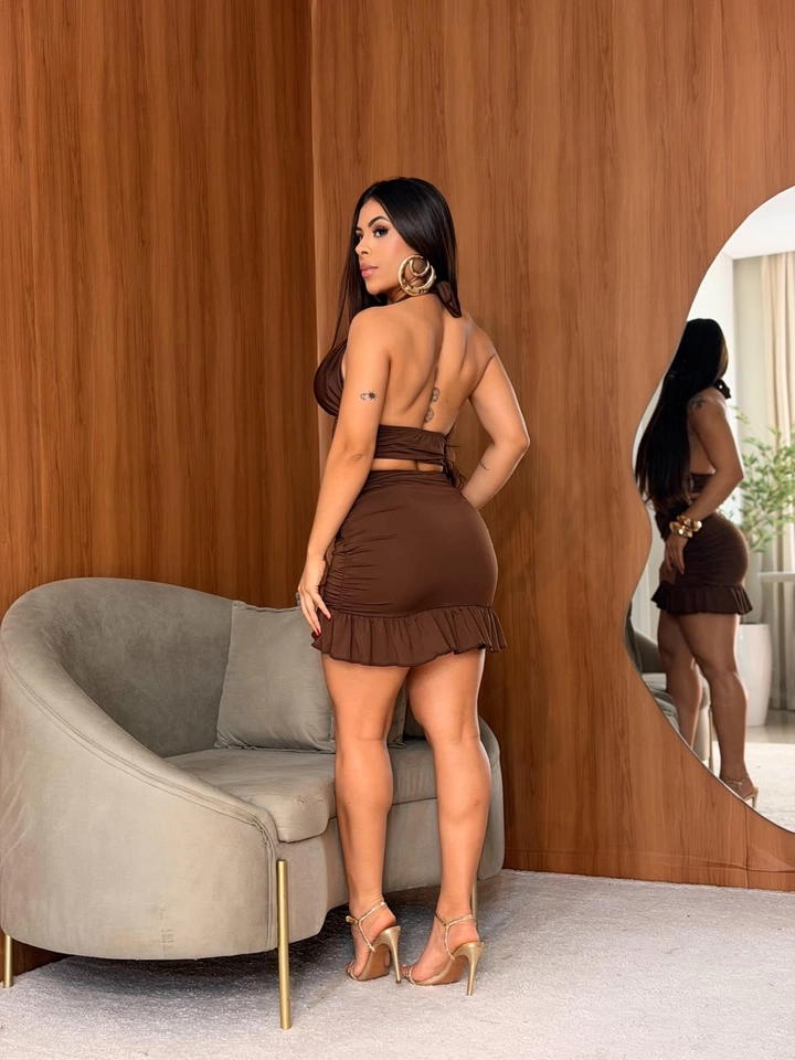 Conjunto Talita poliamida c/ bojo (marrom) - 2
