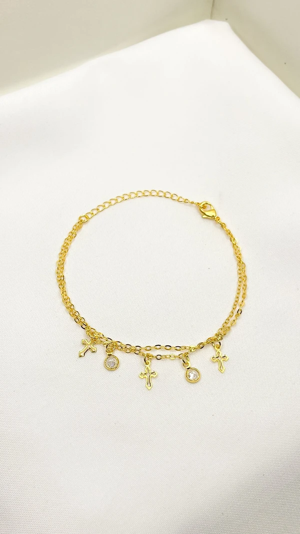 Pulseira Dupla Cruz e Zircônias - imagem 1