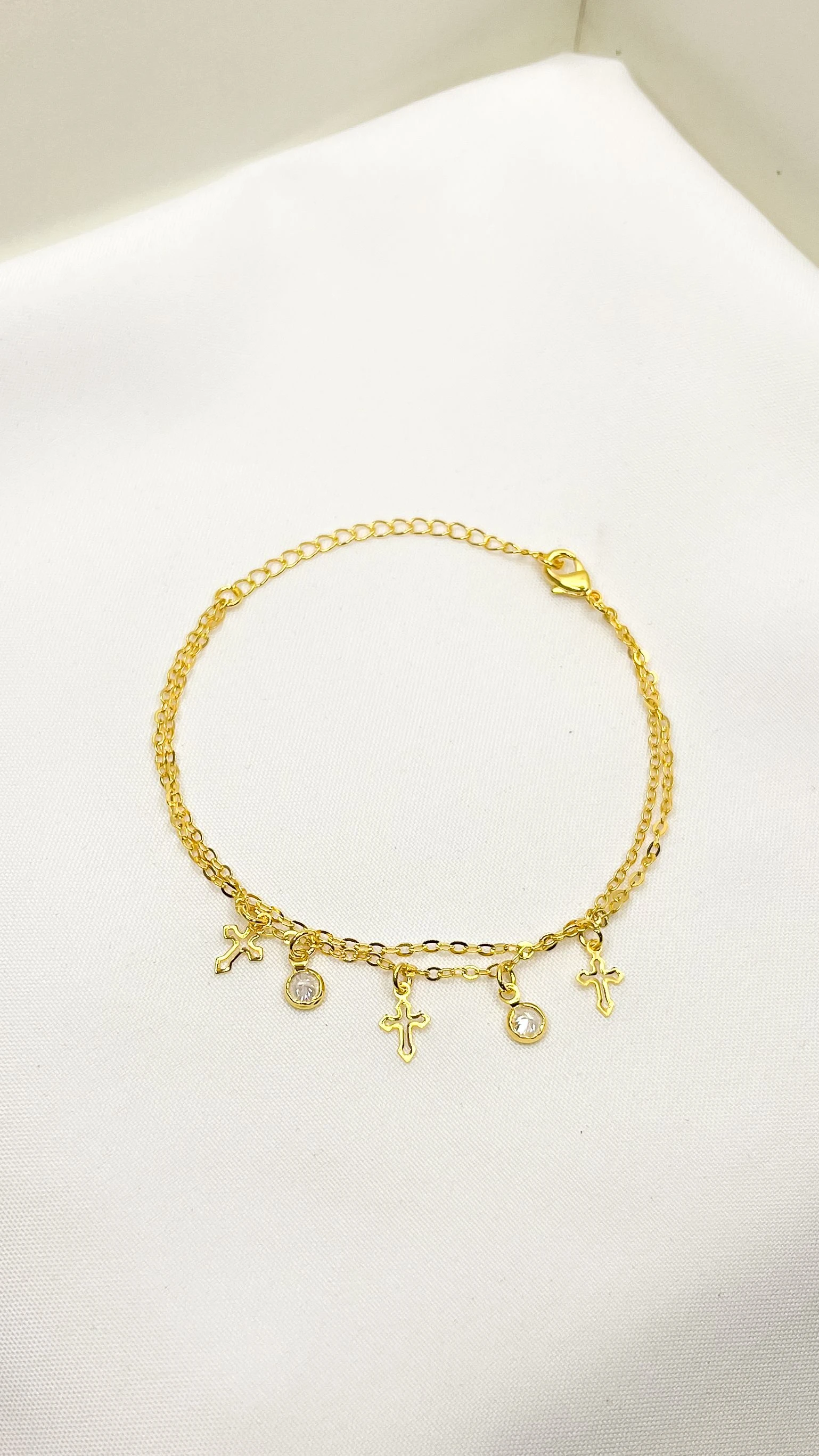 Pulseira Dupla Cruz e Zircônias - 1