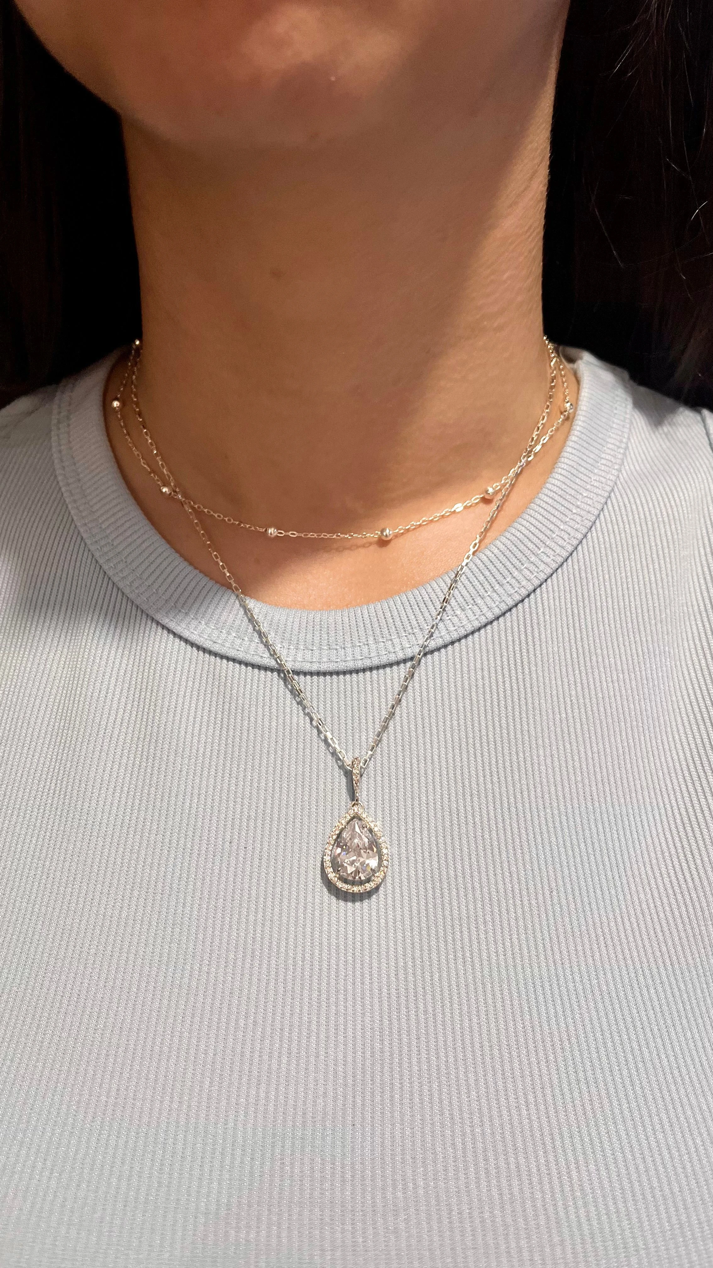 Colar Luz gota Cristal Prata - 2