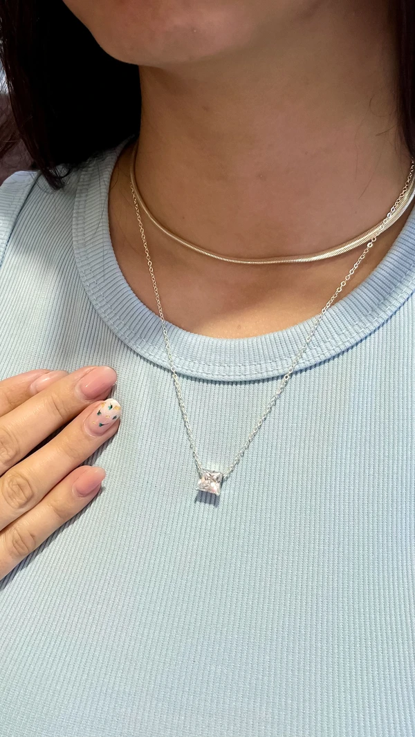 Colar Carré Cristal Prata - imagem 2