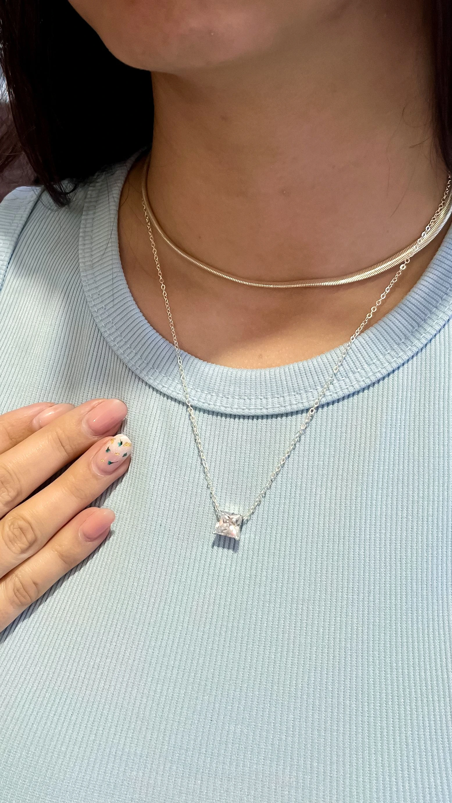 Colar Carré Cristal Prata - 2