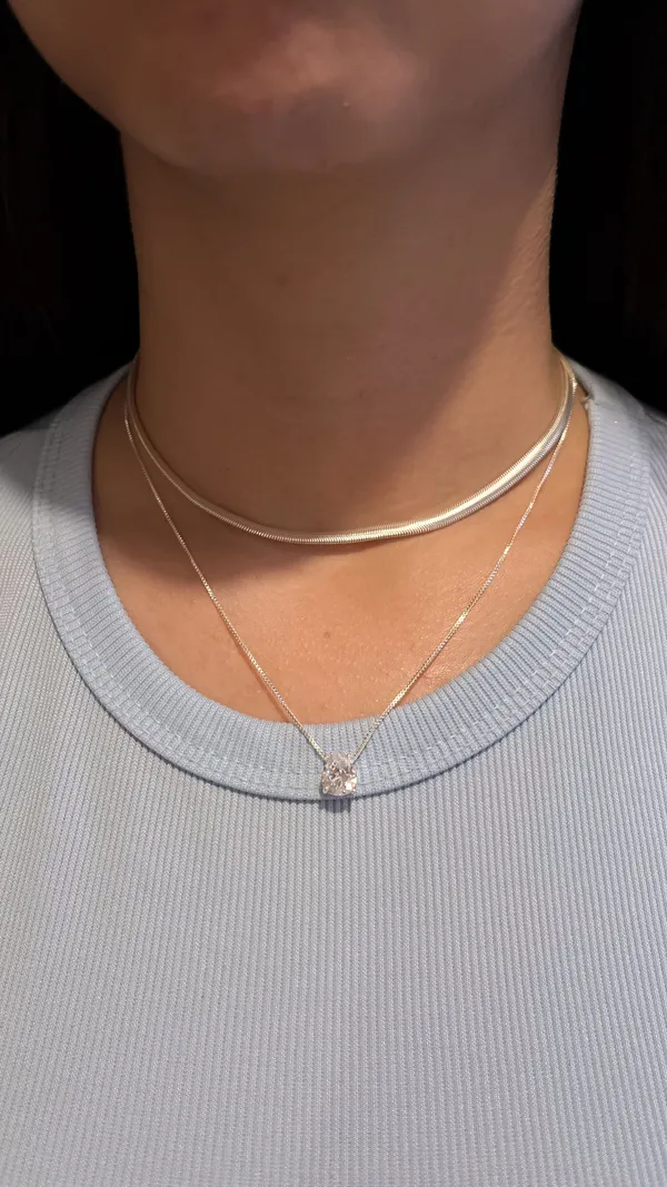Colar Ponto de Luz Cristal - Prata - imagem 2