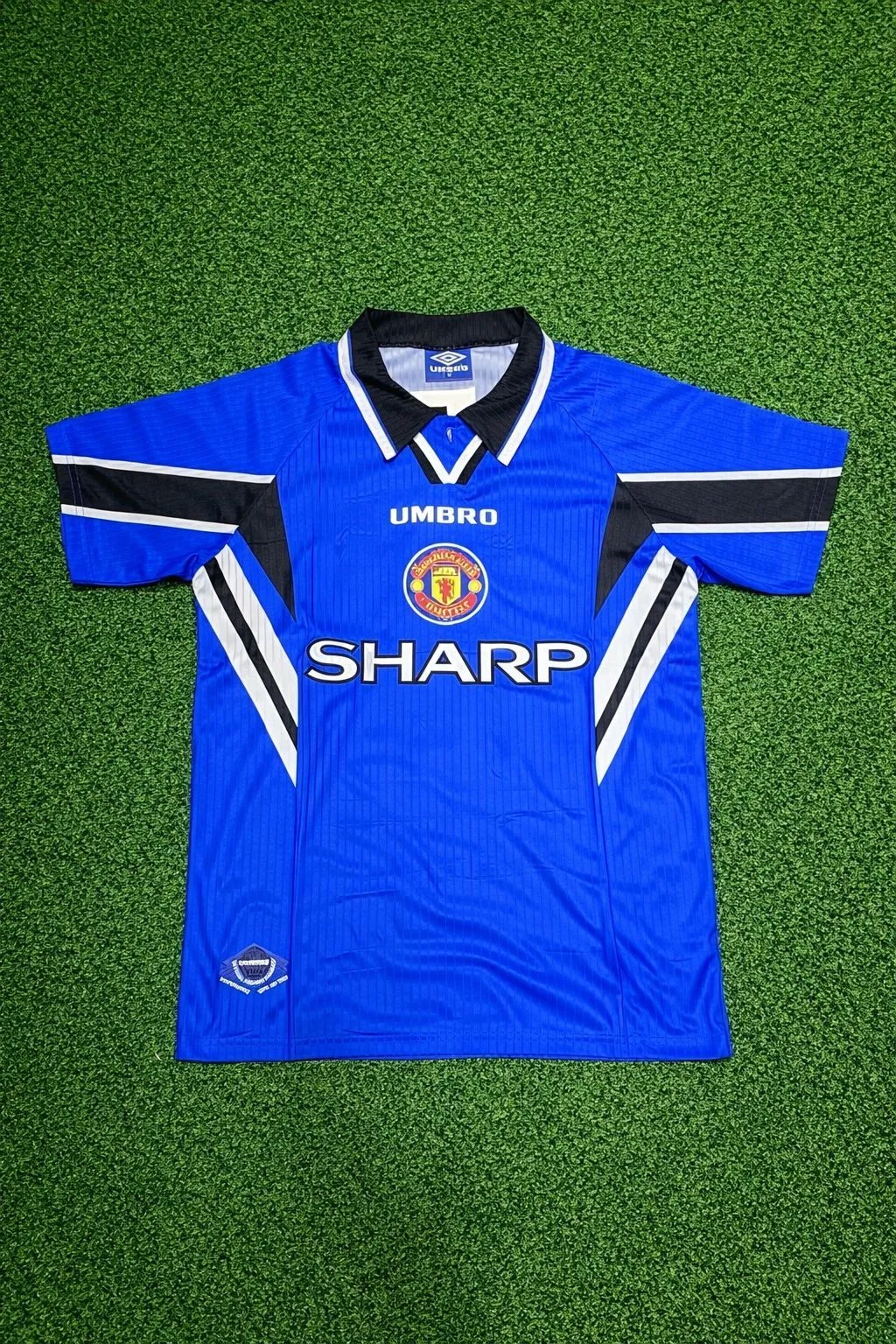 MANCHESTER UNITED RETRÔ AWAY AZUL UMBRO SHARP  - 1