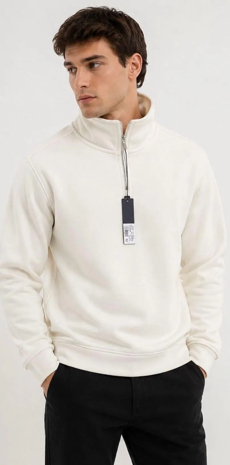 Blusa half ZIP off white  - 1