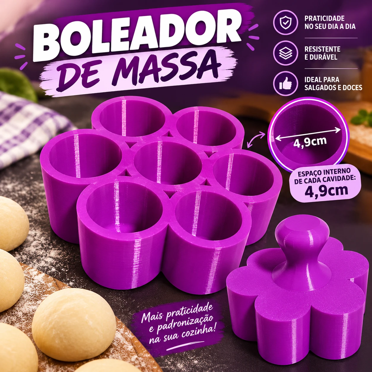 BOLEADOR DE MASSAS - MEDIDA INTERNA DE 4,9CM - 1