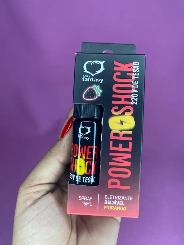 Power Shock Gel Eletrizante Óleo Beijável Morango Gel 15 ml