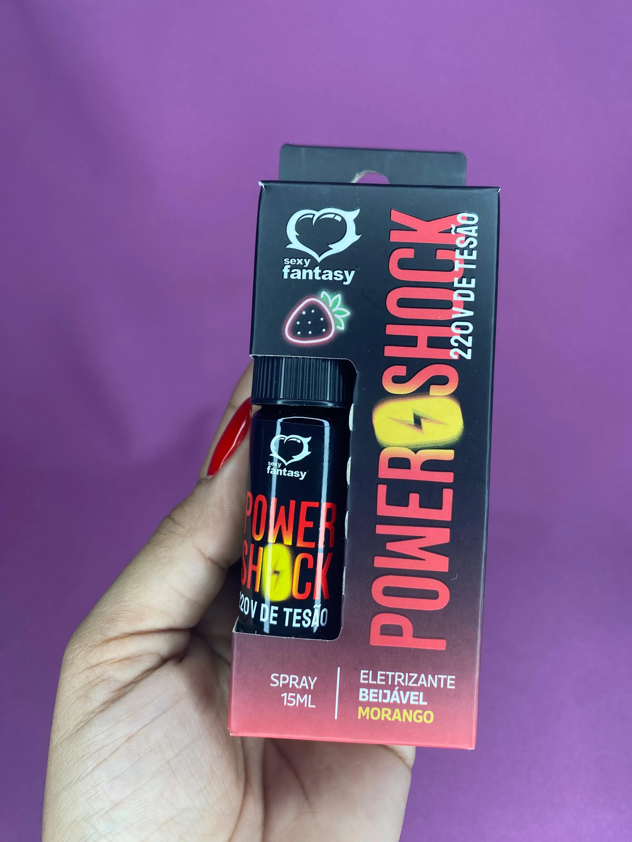 Power Shock Gel Eletrizante Óleo Beijável Morango Gel 15 ml - 1