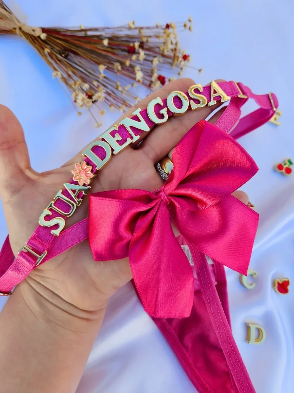 Calcinha personalizável Tule lação rosa pink - 3