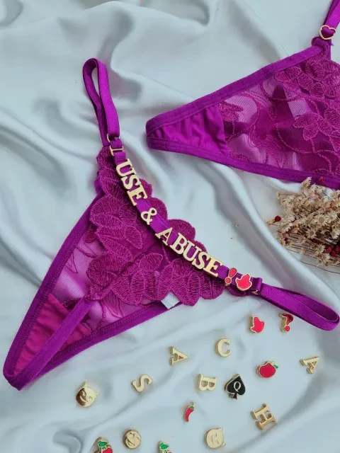 Calcinha personalizável fio tule petala marsala - 1