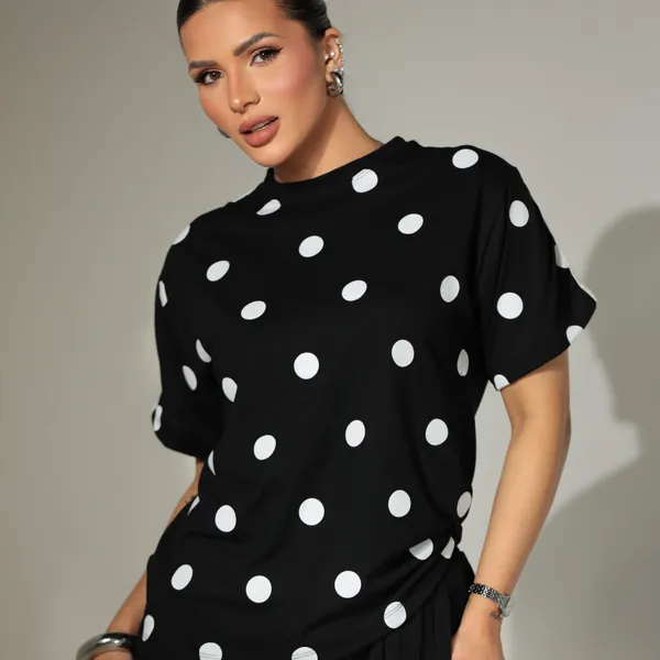 T-Shirt Poá Oversized