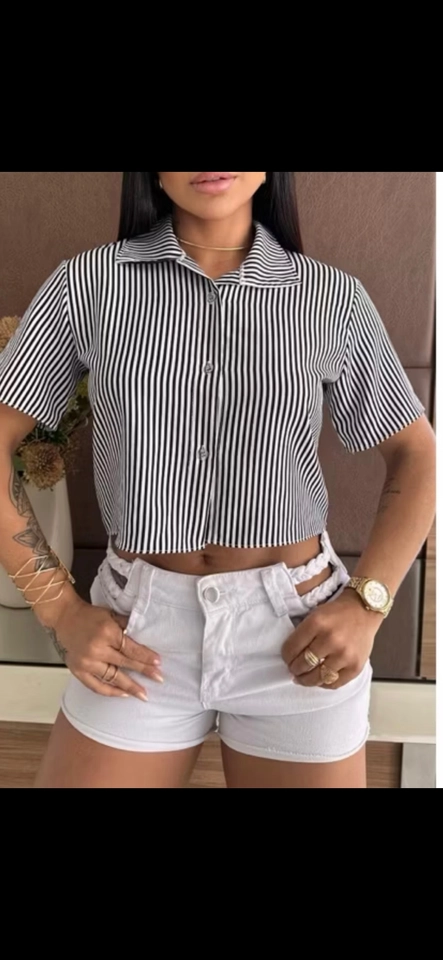 Camisa Listrada Curta 