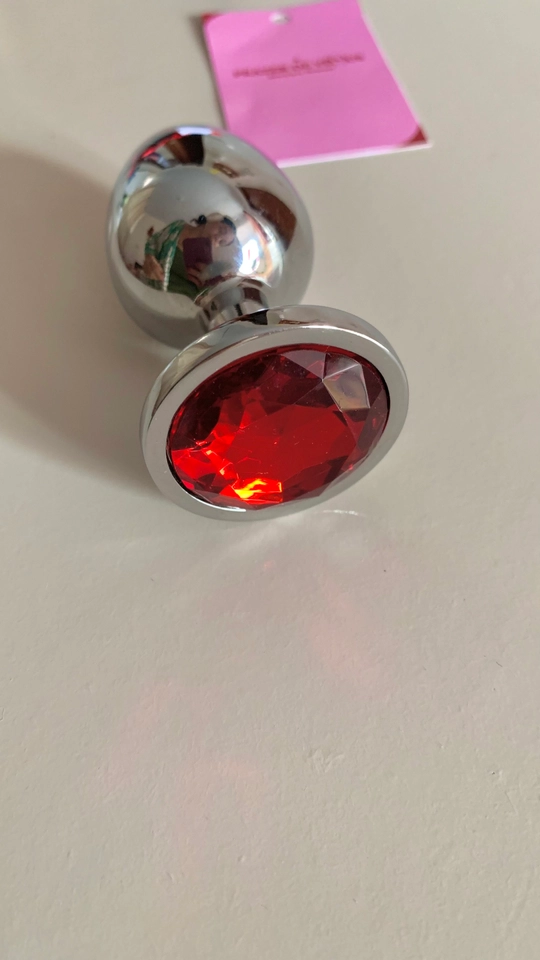 Plug Anal "G" em Metal e Formato Cônico com Joia na Base - 8 x 4 cm 
