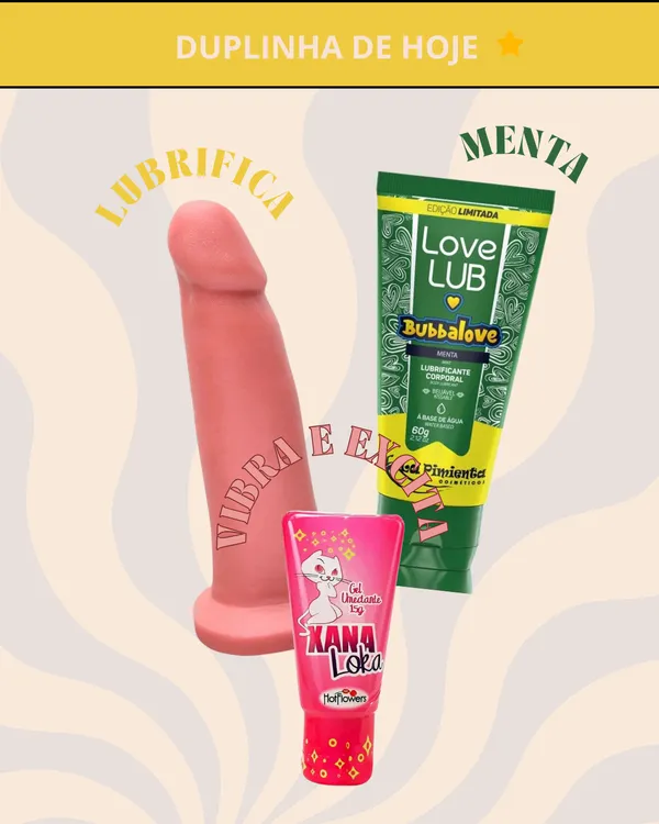 PÊNIS 15CM REALÍSTICO + EXCITANTE FEMININO + LUBRIFICANTE MENTA