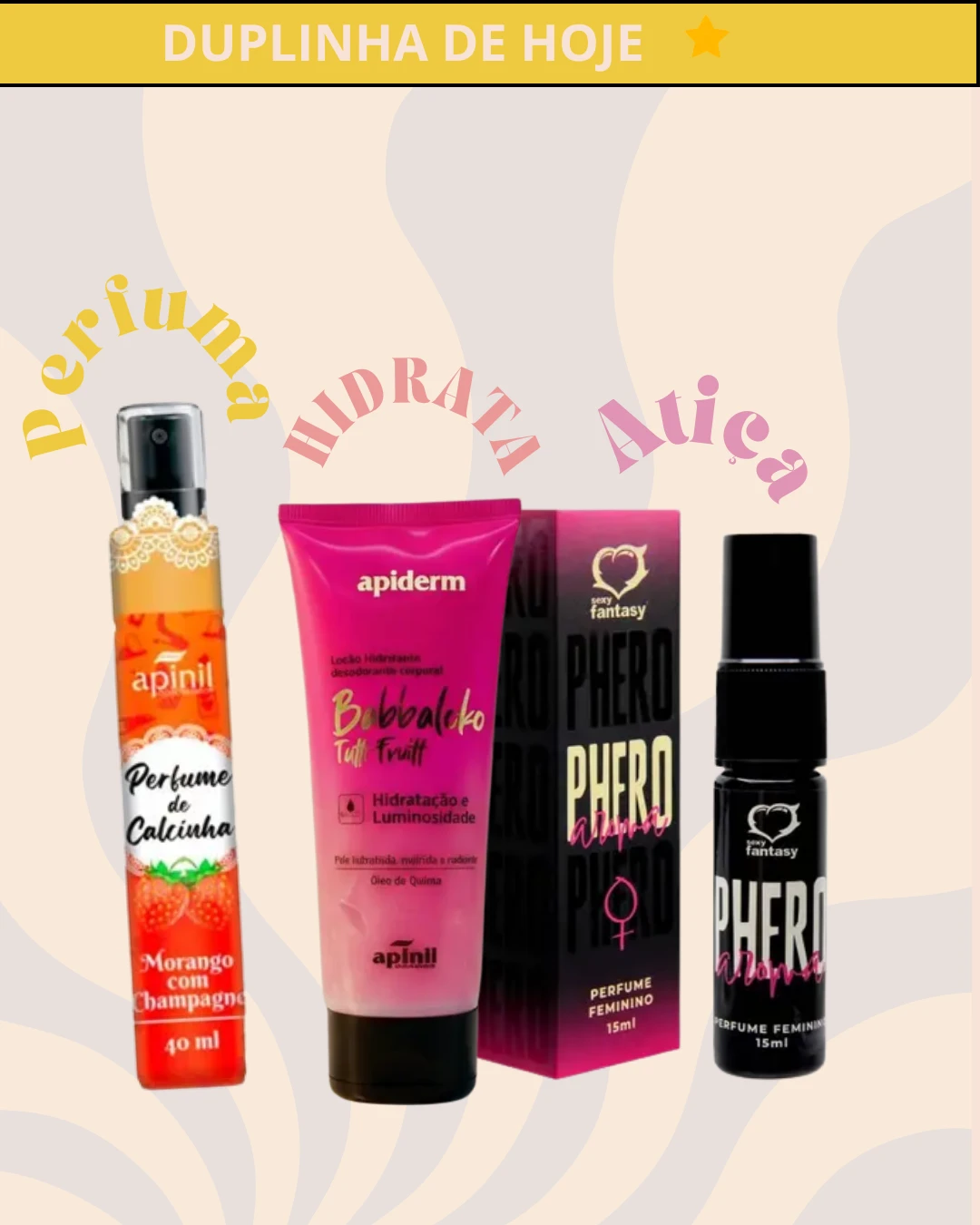 kit - Perfume afrodisíaco + PERFUME P/ LINGERIE MORANGO + LOÇÃO CORPORAL TUTTI-FRUTTI - 1