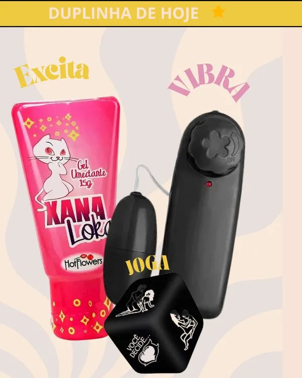 EXCITANTE VIBRADOR EM GEL + DADO POSIÇÕES + BULLET VIBRADOR 