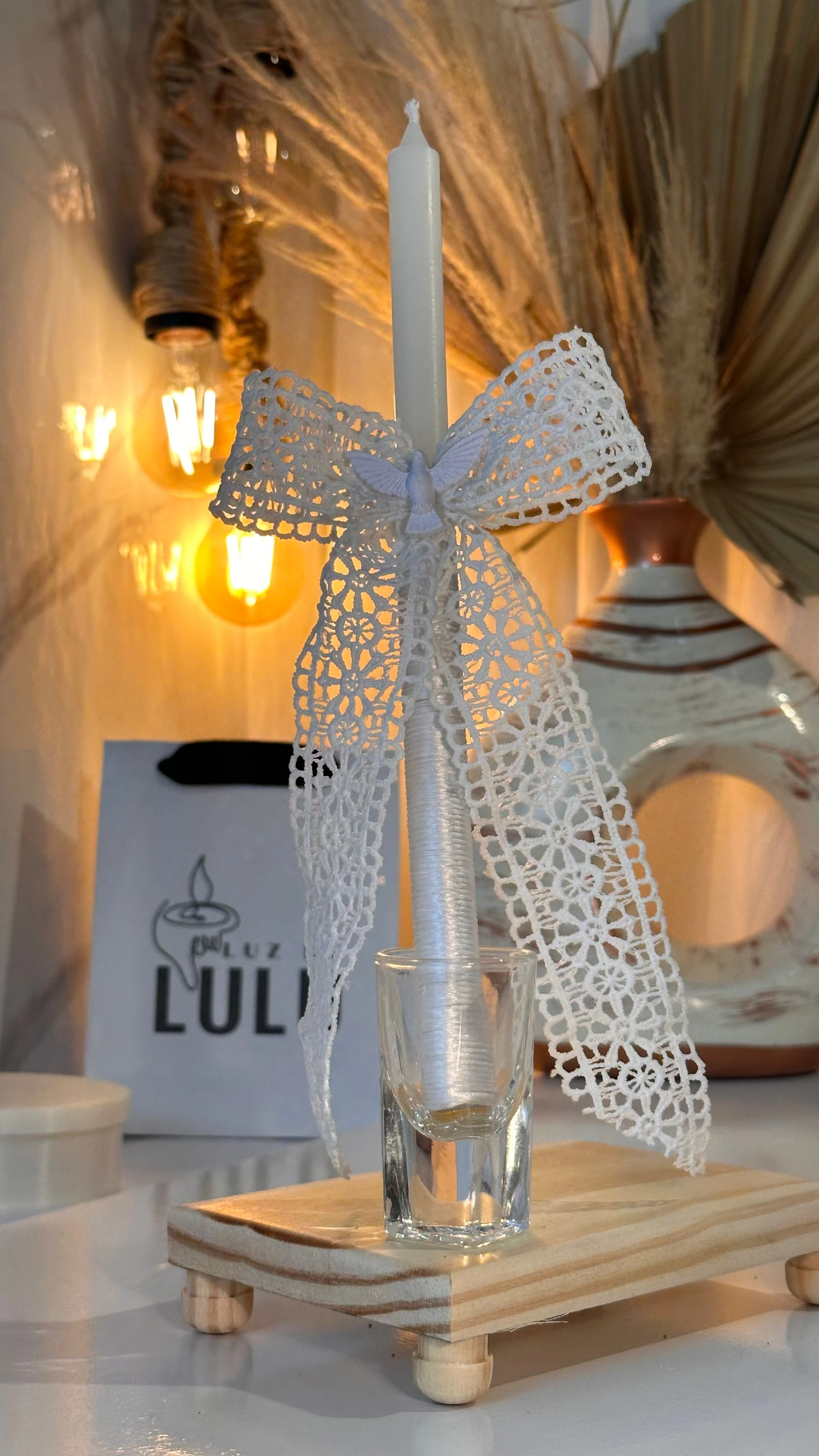 Vela batismo lanço renda - 5