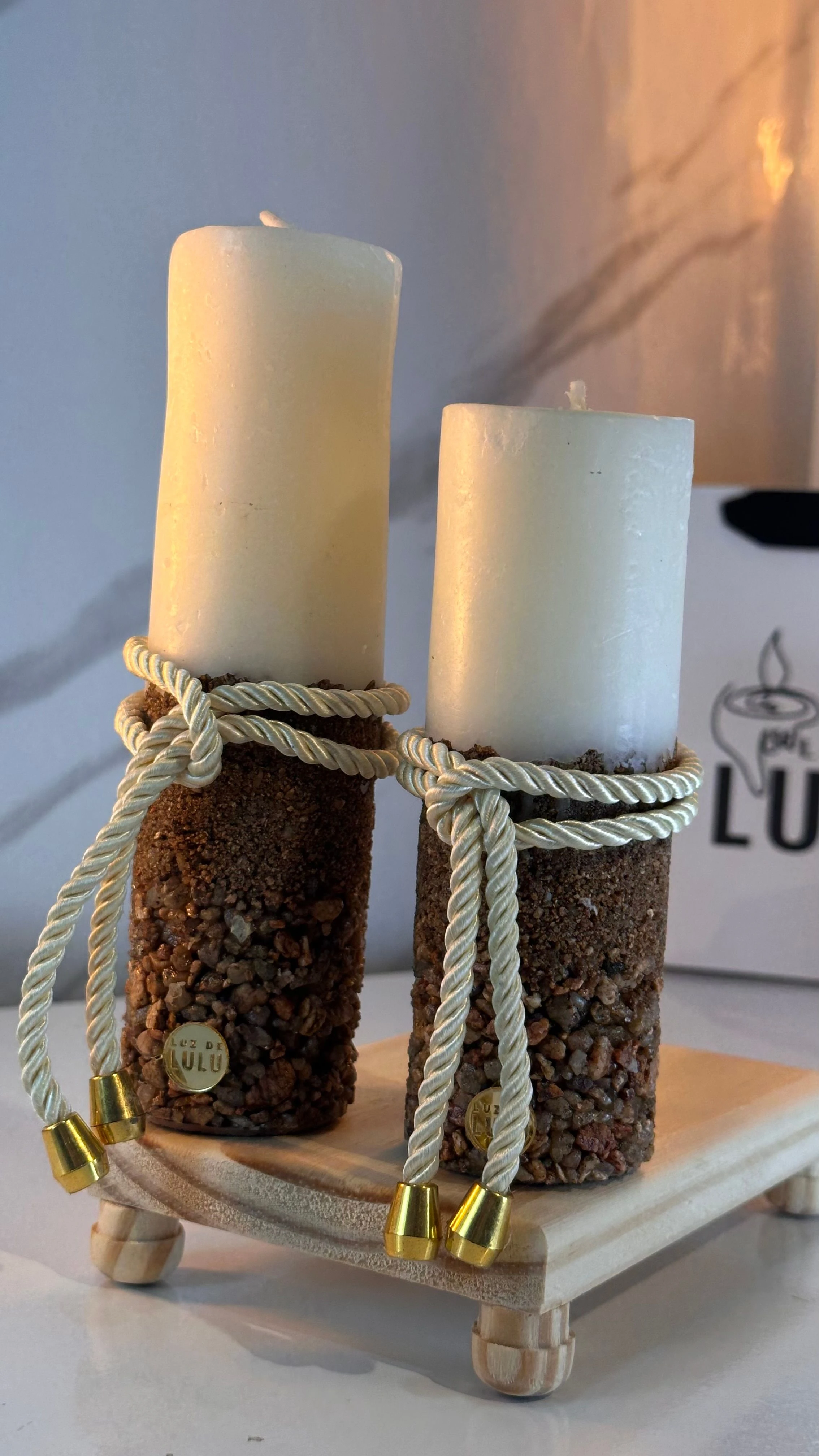 DUO DE VELAS PILAR RUSTICA - 1
