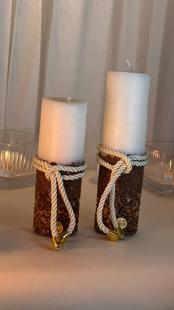 DUO DE VELAS PILAR RUSTICA - imagem 4