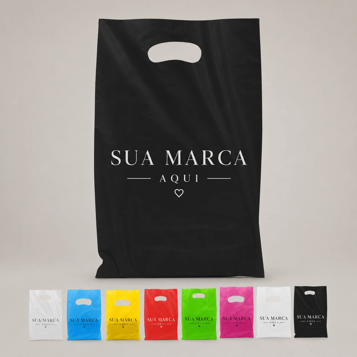 Sacola Plástica Personalizada Alça Boca de Palhaço - 1