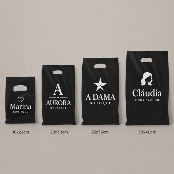 Sacola Plástica Personalizada Alça Boca de Palhaço - imagem 2