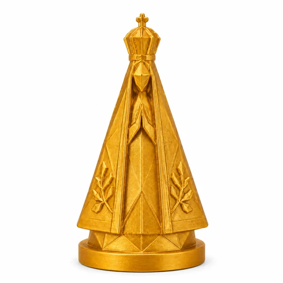Miniatura Nossa Senhora Aparecida Dourada 10cm Decoração Religiosa Presente Católico - 3