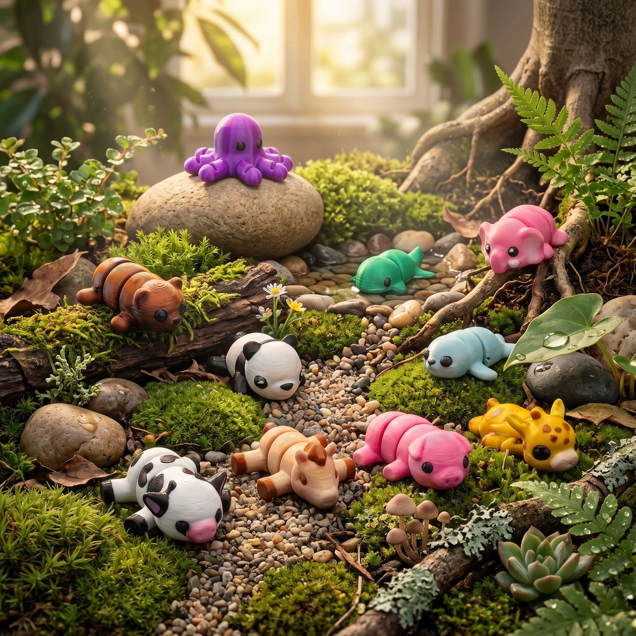 Kit 6 Bichinhos Articulados 3D Miniaturas Animais Sortidos - 3