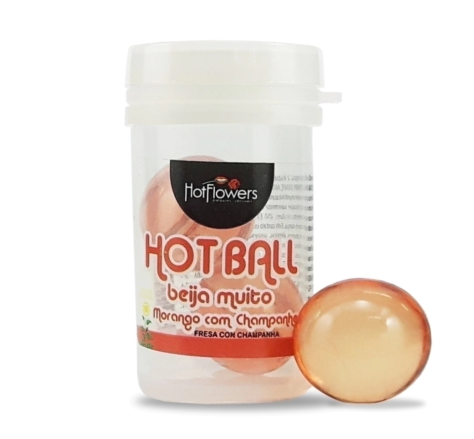 Bolinha Hot Ball Beija Muito 2 Unid. Morango com champanhe Hot Flowers - 1