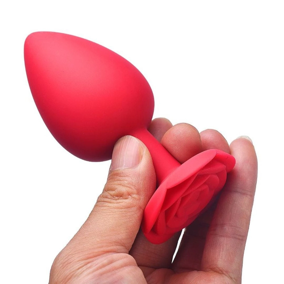 Plug Anal Em Silicone Pequeno Com Formato De Rosa 7 X 2,5cm  - 2