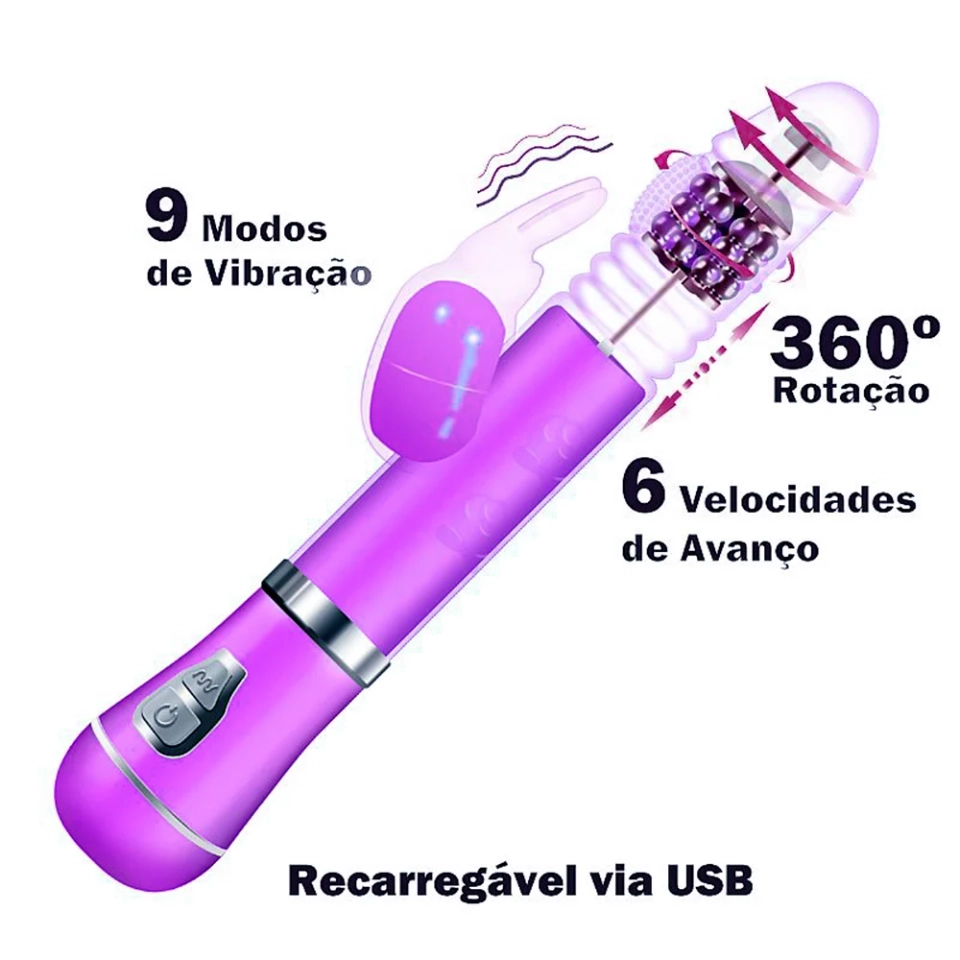 Vibrador Rotativo Coelho Vai E Vem Com 9 Modos De Vibração  - 2