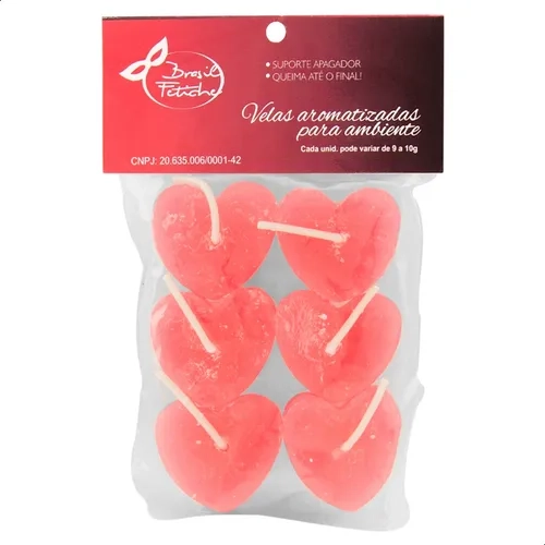 Vela Decorativa Em Formato De Coração Com 6 Unid. Brasil Fetiche