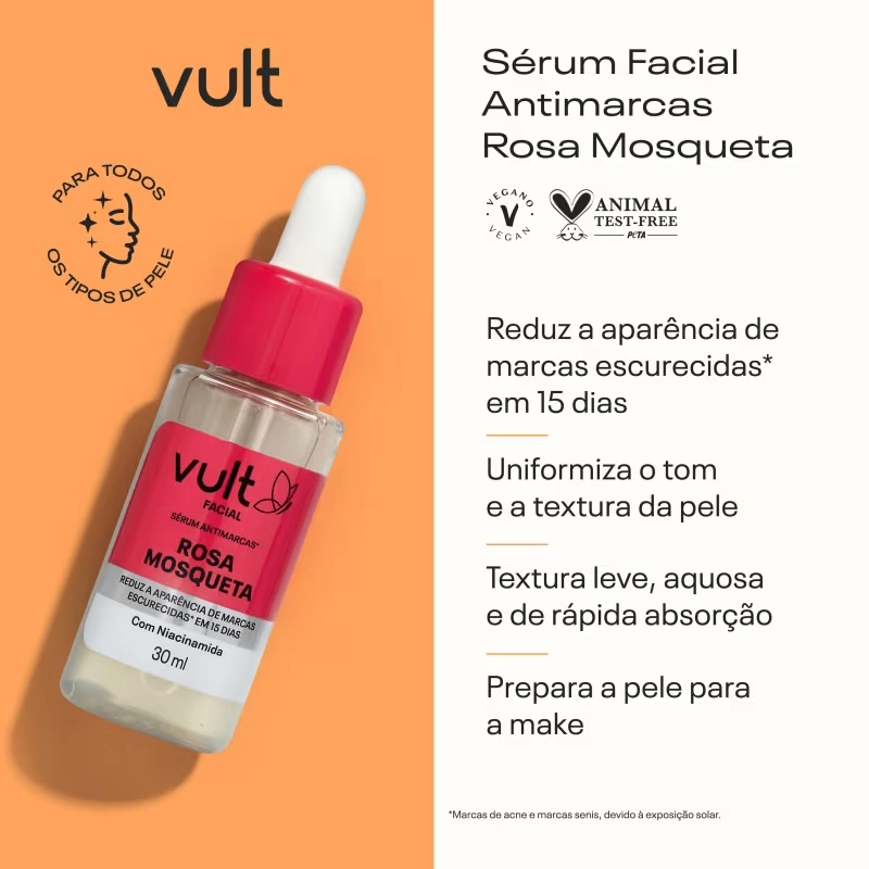 Sérum Facial Antimarcas Rosa Mosqueta 30ml - Vult - imagem 2