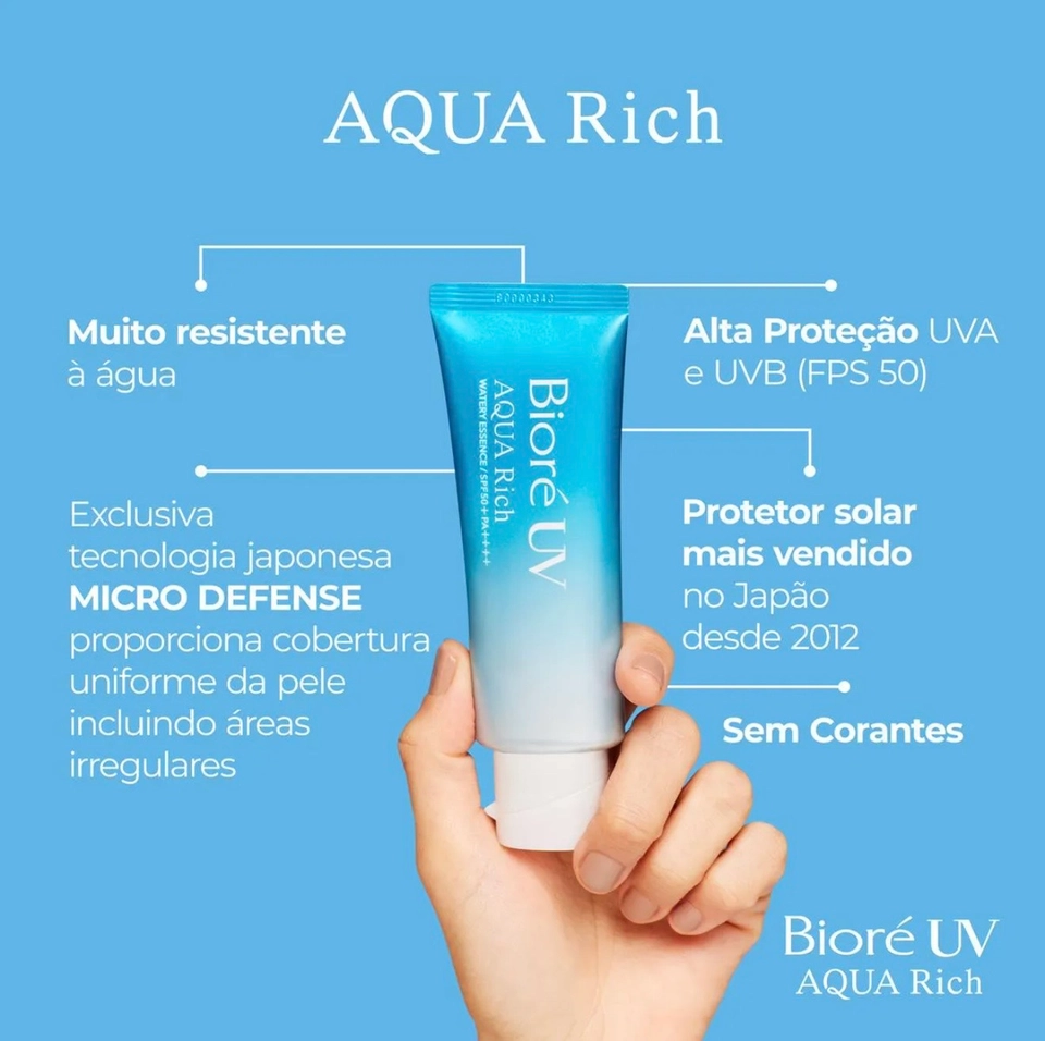 Protetor Solar Facial Biore Aqua Rich Watery Essence FPS 50 - imagem 2